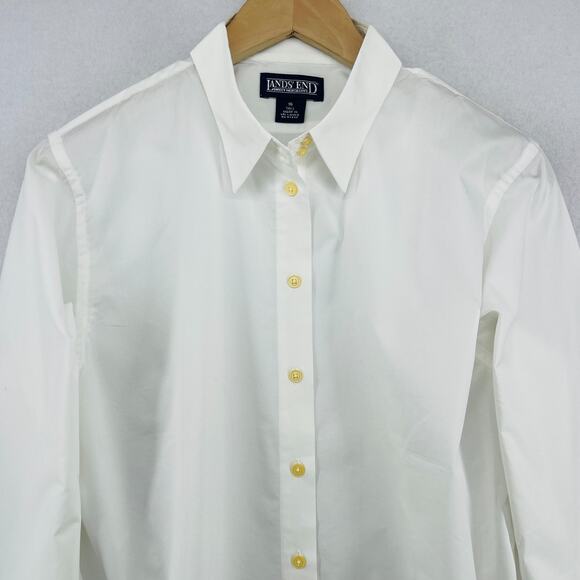 LANDS END Shirt Womens 16 Tall Poplin Button Up Long Sleeve Cotton White NEW - Picture 4 of 12